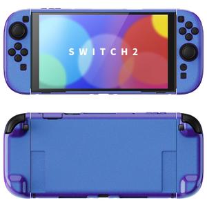 PlayVital Glossy Protective Case for Nintendo Switch 2 with Extra Stand & Thumb Grip Caps | Solid Color Series, Chameleon Purple Blue