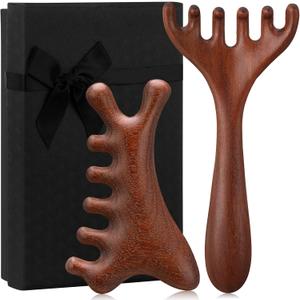 ProSuites 2 Pcs Wooden Scalp Massage Tool for Head Massager Comb Gua Sha Tool for Relaxation Hair Head
