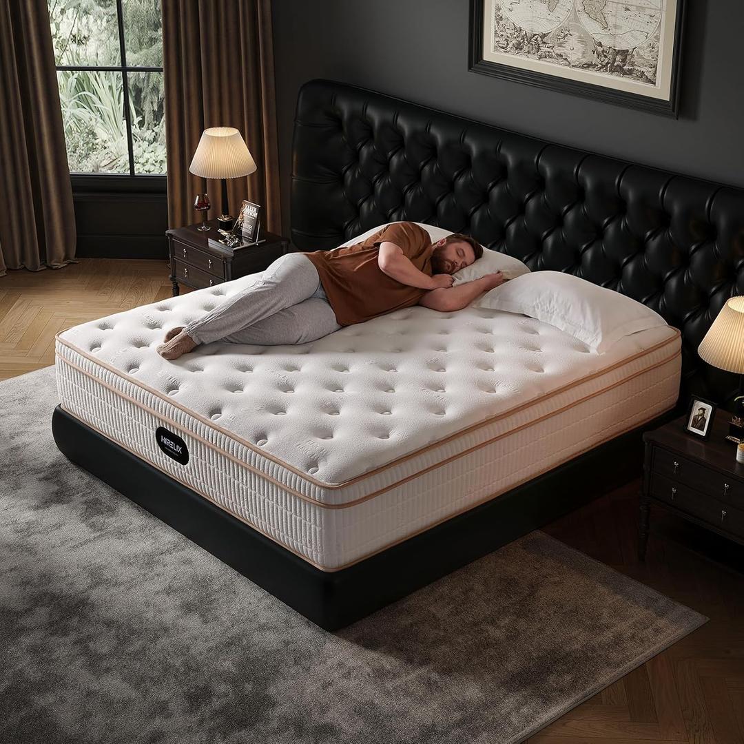 Queen Size Mattress 12 Inch, Medium Firm with Memory Foam and Individually Wrapped Pocket Coils, Fiberglass-Free, CertiPUR-US Certified