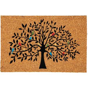 Evergreen Tree of Life Coir Doormat, 24"x36" Large Front Door Mat, Outdoor Indoor Entrance Rug, Non-Slip Welcome Mat for Porch Patio, Housewarming Gift (Multi-Color Birds, 24"x36")