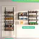Mefirt Over The Door Pantry Organizer, Pantry Storage and Organization, 6-Tier Adjustable Hanging Baskets, Metal Wall Mount Spice Rack Seasoning Shelves for Home & Kitchen, Laundry Bathroom - Black
