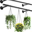2 pcs Hanging Planters Rod  Plant Hanger Indoor for Window Ceiling, Hanging Plant Shelf for Wall Planter House Plants, Plant Shelves Metal Holder Bar 47.5In (Pots, Plants, Chains not Included)