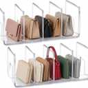 YAGELI Clear Acrylic Purse Organizer for Closet, 3-4 Section Desk File Sorter, 2.95" Wide Slots for Clutches, Handbags, Binders & Folders, Sturdy Stackable Bookshelf Organizer