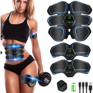 ABS Stimulator, Ab Trainer, EMS Muscle Stimulator LCD Screen Muscle Stimulator USB Rechargeable Portable Muscle Trainer Abdominal / arm / Leg Fitness Workouts Gear