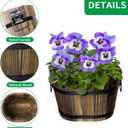 Adnee 3 Pcs Wooden Whiskey Barrel Planters - 3 Sizes Wooden Bucket Barrel Garden Planters Set - Rustic Flower Planters Pots Container for Indoor Outdoor Garden Home Plants(5.3",7.3",8.3")