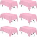BRILLMAX 6 Pack Pink Tablecloths for 6 Foot Rectangle Tables 60 x 102 Inch - 6ft Rectangular Bulk Linen Polyester Fabric Washable Cloth Cover for Wedding Reception Banquet Birthday Party (60x102 In, 6 Pack)