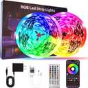 HBOWMDJIA Led Lights for Bedroom 200 FT (2 Rolls 100 FT), with Remote and Application Control RGB Color Changing LED Strip Lights, Music Synchronization, Used for Room, Family, Party Decoration
