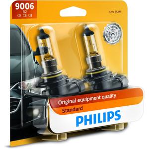 Philips Automotive Lighting 9006 Standard Halogen Replacement Headlight Bulb, 2 Pack (9006B2)
