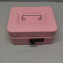 KYODOLED Medium Cash Box with Combination Lock Safe Metal Money Box with Money Tray for Security Lock Box 7.87x 6.30x 3.54Inch Pink Medium