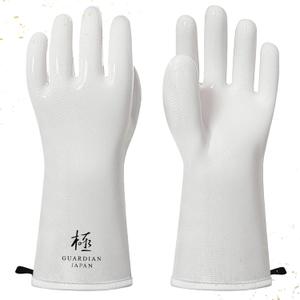Premium Liquid Silicone Oven Gloves  Food Grade, Heat Resistant Gloves for Cooking, Grilling, Baking, and BBQ | Designed in Japan (Large, -Kiwami-white)