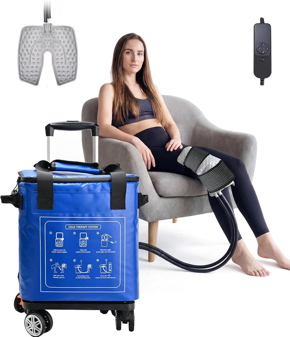 Ice Machine for Knee After Surgery 19qt, Portable Cold Therapy Machine Knee Replacement Recovery, Pain Relief Cryotherapy System with Timer, Compression Pad fits Shoulder Hip Ankle