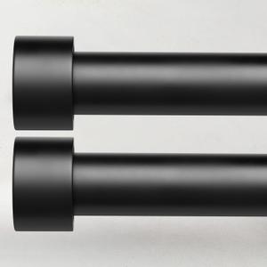 2 Pack Curtain Rods for Windows 48 to 84 Inch(4-7ft), 1 Inch Black Adjustable Heavy Duty Curtain Rod Set, Outdoor Long Drapery Rods for Patio Bedroom, Size 32"- 90"