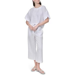 DKNY Women's Lightweight Linen Crop Top, White XS DKNY Women's Lightweight Linen Crop Top, White XS