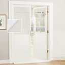 RYB HOME Natural Linen Blended Door Curtains 100% Blackout, Room Darkening Privacy Window Covering Thermal Insulated Privacy Shades for Patio Glass/French Door, W26 x L40 inch, 1 Panel