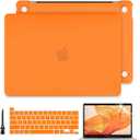 Batianda Hard Case for MacBook Pro 13 A2338 M1 A2289/A2251 Rubberized Hard Shell Case Cover+Keyboard Cover + Screen Protector for New MacBook Pro 13 Inch Touch Bar 2020 2021 Release,Matte Orange