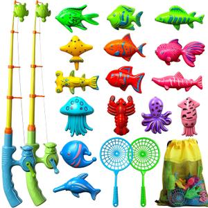 TOY Life 2-Player Magnetic Fishing Game for Kids 3-5 - Toddler Fishing Pole Set with Fish Toys - Bath & Pool Toys - Water Table Accessories - Educational Fishing Toy Rod for Boys Girls