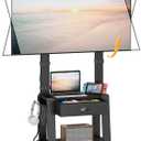 Mobile TV Stand with Drawer for 23-72 Inch TVs, Portable Rolling TV Stand on Wheels with 2 Shelves for Bedroom/Living Room, Holds up to 220 lbs Adjustable Height Tilt Max VESA 600x400mm