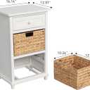 happimess Malibu 26" Acacia Wood Storage Nightstand with Drawer, White, 16.14" W x 12.01" D x 25.98" H