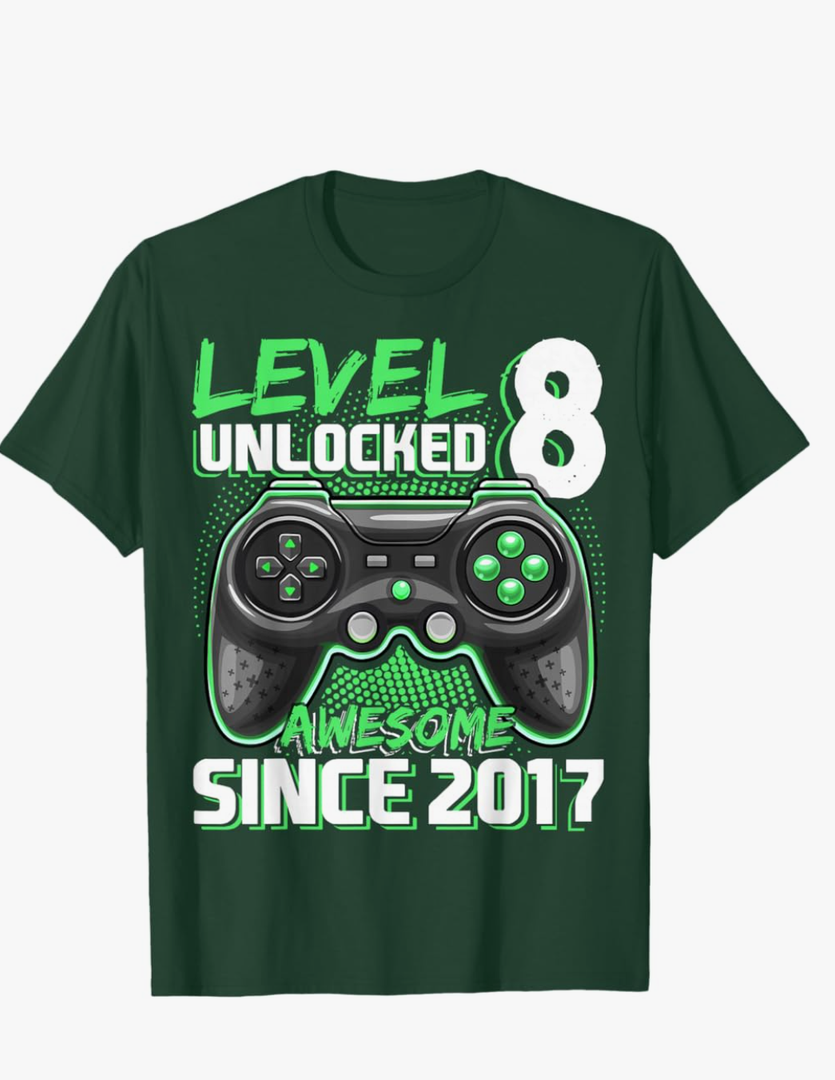 8th Birthday Boy Level 8 Gamer 8 Year Video Game Party T-Shirt size M