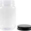 Novelinks 16 oz Clear Plastic Jars with Lids, Refillable 16oz Mason Jars with Lids & Storage Containers for Kitchen & Household Use (10 Pack,Black)