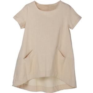 Minibee Women's Cotton Linen Short Sleeve Tunic/Top Tees (3X-Large, Beige)