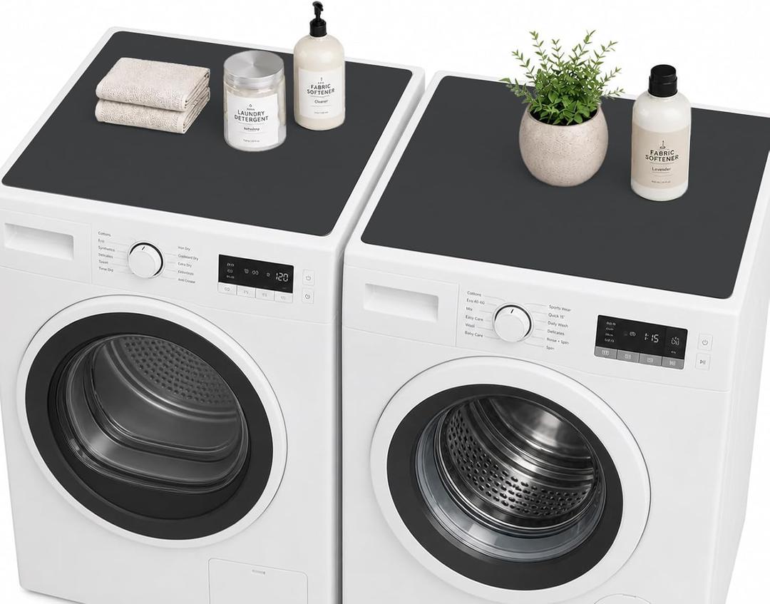 CSKY 2Pcs Washer and Dryer Covers for the Top, 25.5''×25.5'', Black