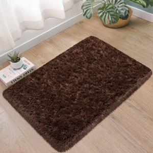 Small Fluffy Rugs for Bedroom 2x3 Brown Shaggy Area Rug Soft Plush Fuzzy Fur Throw Rug for Living Room Dorm Kids Nursery Home Decor Aesthetic Carpets, 30X50