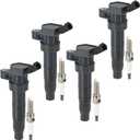 Set of 4 UF611 Ignition Coil Packs and Iridium Spark Plugs Compatible with Hyundai Sonata Equus Genesis Tucson Santa Fe Sport, Kia Borrego K900 Optima Sorento 2.4L 4.6L L4, Replaces C1667 E1111