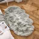 MIULEE Luxury Soft Fluffy Area Rug 3x5 Feet, Faux Fur Sheepskin Rug Decorative Plush Shaggy Carpet for Bedside Sofa Floor Nursery, Light Grey