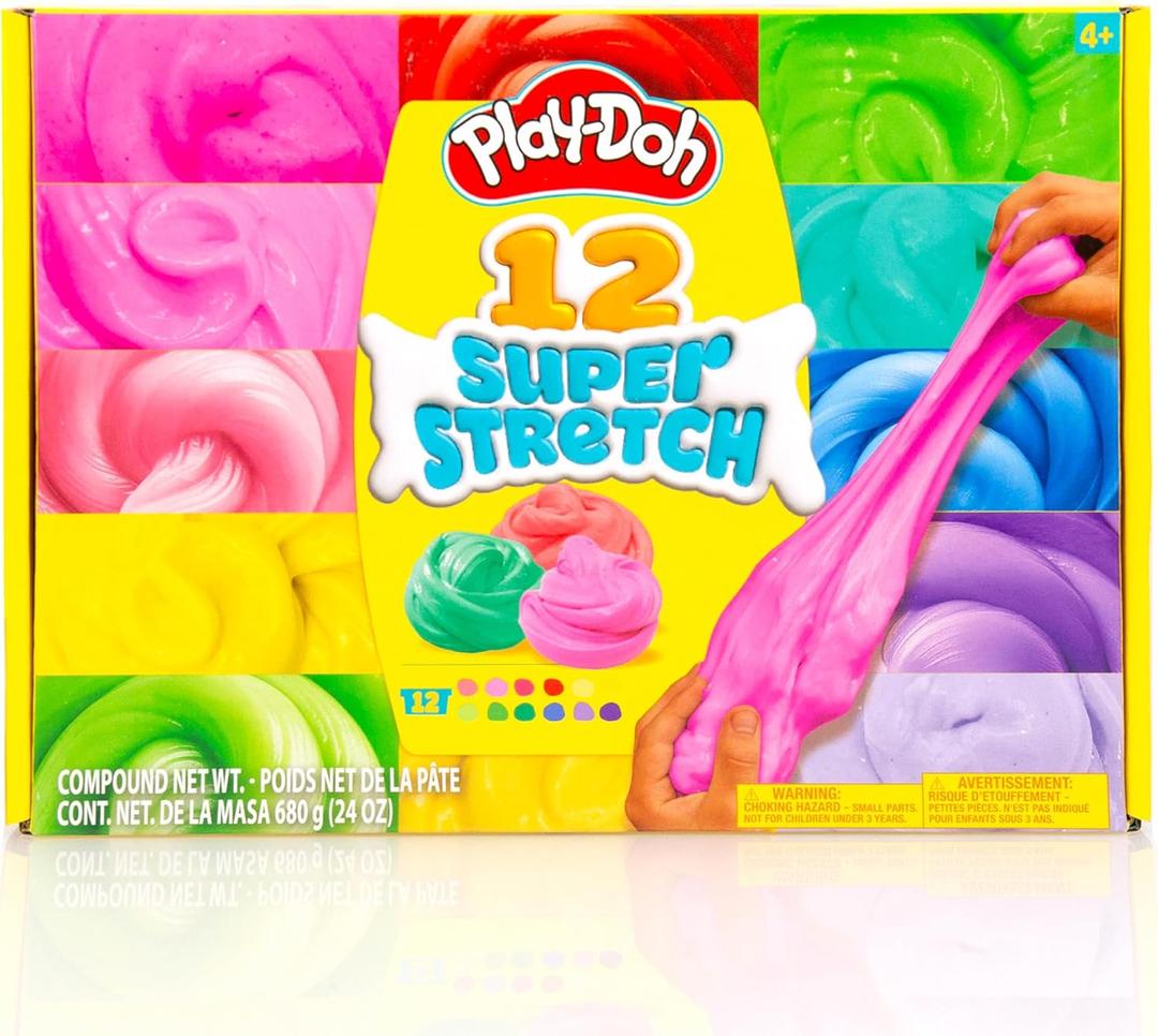 Play-Doh Super Stretch Slime for Kids, 12-Pack Variety, Popular Toys, Gifts and Party Favors