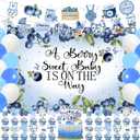 Berry Baby Shower Decorations, A Berry Sweet Baby Is on The Way Decoration Blueberry Backdrop Banner Background Prop Cake Cupcake Topper Balloon for Fruit Berry Sweet Baby Shower Decoration