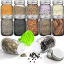 Coloch 9 Pack 4Oz Glass Mason Spice Jar with Shaker Lids& Labels, Empty Spice Bottle Mini Mason Jars with Airtight Metal Caps and Collapsible Funnel for Herbs & Spices
