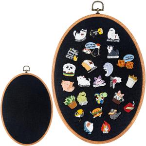 Yalikop Pin Display Board Fabric Enamel Pin Boards Wall Hanging Brooch Earrings Necklace Jewelry Holder Organizer Display Storage for Home and Holiday(Black,11.4" X 8.6",1)