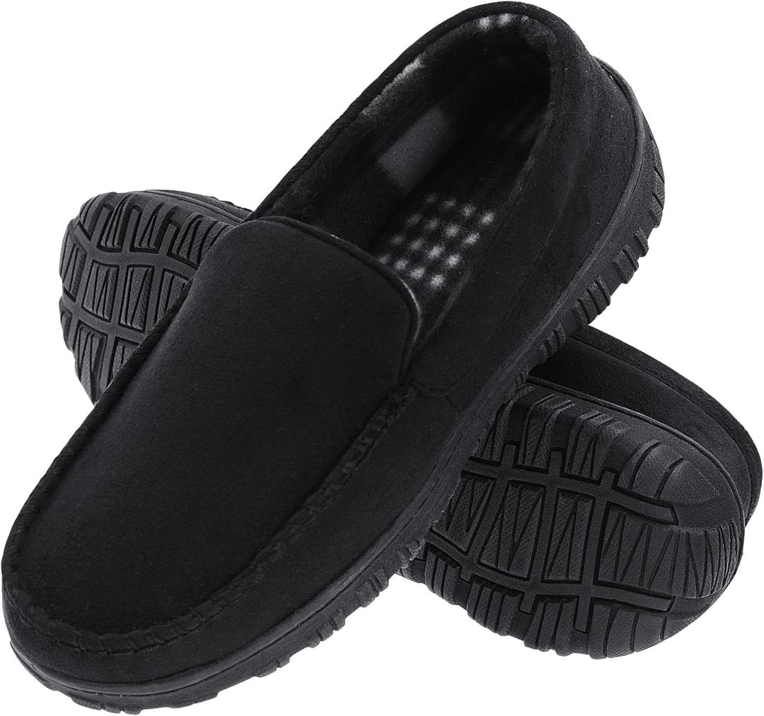 Lulex Mens Slippers Moccasins for Mens Memory Foam House Slippers Indoor Outdoor House Shoes (13, Black)