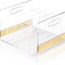 Mouchoi Modern Acrylic Desk File Organizer, Clear File Organizer, Acrylic Magazine Holder, 5 Compartments, Gold Trim