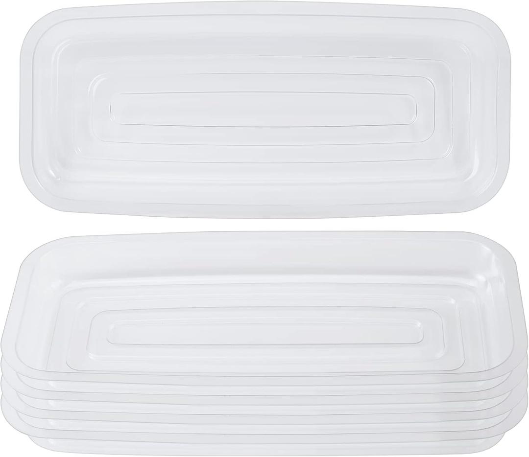 Idyllize Rectangular 5 Pieces of 9 by 4 Inch Clear Thick Plastic Heavy Duty Sturdy Plant Saucer Drip Trays for pots, Window Sills and Window Shelf (8.5"x3.5") (Rectangle)