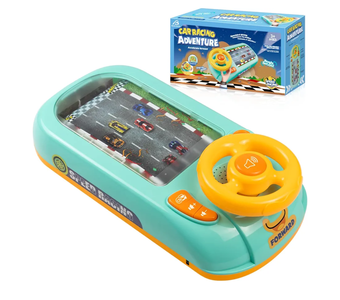 Musical Steering Wheel Toys for Boys 4-6: Toddler Simulated Driving Racing Car Game with Sound Ages 3+ Year Old, Interactive Educational Learning Race Truck for Kids Girls Birthday Gifts