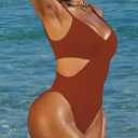 Pink Queen Women's Sexy One Piece Swimsuit Scoop Neck Cutout Waist Tummy Control Bathing Suit Swimwear (M)