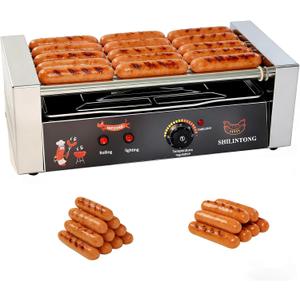 5 Roller Electric Hot Dog Roller,16 Hot Dogs, Stainless Steel