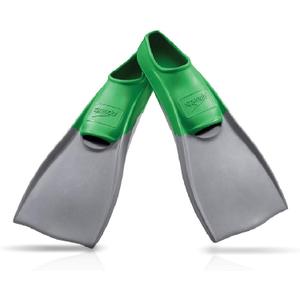 SpeedoSwim Training Fins Rubber Long Blade (Small, Grey/Green SIOC)