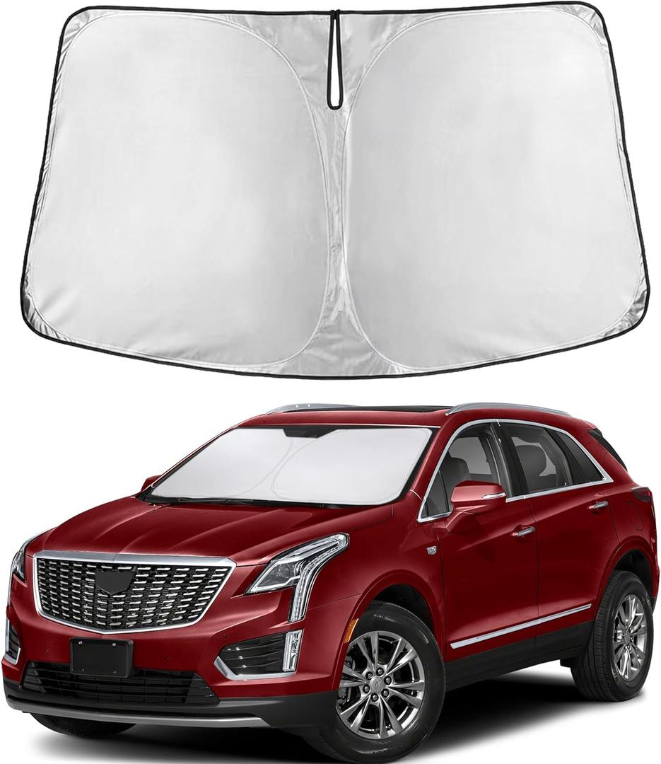 EcoNour Windshield Sunshade Compatible for Cadillac XT5 2017-2023 2024 2025, Sun Visor for Front Windshield & Window Sun Shade Cover, UV Heat Blocker & Protector, Car Accessories