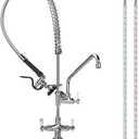 36 Inch Height Deck Mount Commercial Faucet with Pre Rinse Sprayer, Single Hole Commercial Pre Rinse Restaurant Kitchen Faucet with 12 Swing Spout for Commercial Restaurant Home Kitchens Sink