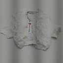 Kate Kasin Women Elegant Short Sleeve Sheer Floral Lace Bolero Shrug Knit Collar Open Front Cropped Cardigan, Small