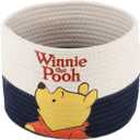 YAHUAN Cotton Rope Basket with Bear-Patterned Cotton Rope Storage Basket Collapsible Blanket Basket with Handles(blue white)