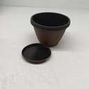 4 Pack 8 inch Plant Pot, Plastic Pots for Plants Indoor, Round Planters for Outdoor Plants with Drainage Holes & Trays, Decorative Flower Pots Garden Containers Sets for Houseplants (Black Copper)