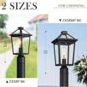Zeyu 16.5 Inch Outdoor Post Light, Exterior Lamp Post Light Fixture for Patio Yard, Die-Cast Aluminum with Seeded Glass Shade, Black Finish, ZX58MP BK