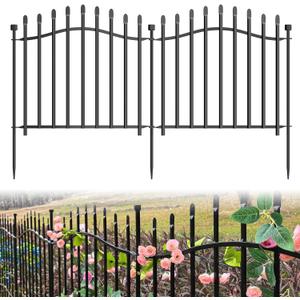 10 Panels No Dig Garden Fence - 24in H x 22.5ft L, Reinforced Square Tube Rustproof Metal Animal Barrier for Dogs & Rabbits, Outdoor Decorative Border Fencing for Yards & Gardens