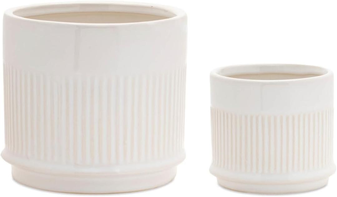 Container (Set of 2) 4" D x 3.5" H, 5.5" D x 5" H Ceramic