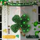 St Patricks Day Wreath for Front Door, Shamrock Wreath Decorations with Lights, Hanging Lucky St. Patrick's Day Door Decorations for Home Farmhouse Wall Porch Decor Party Supplies