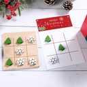 FestalMart Christmas Gifts - 6pcs Wooden Board Game with Cards for Tic Tac Toe, Classic Family Game, Stocking Stuffers & Goody Bag Fillers for Kids Boys and Girls